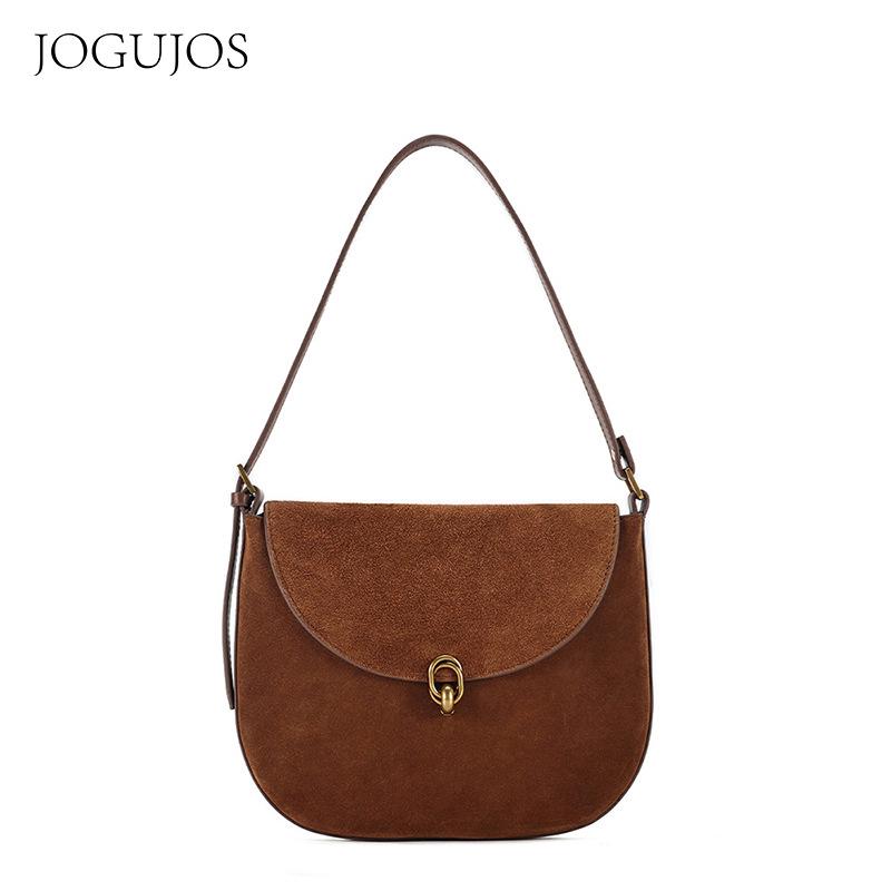 JOGUJOS Women's Genuine Leather Large Capacity Shoulder Bag - Fashionable Underarm Handbag for Commuting