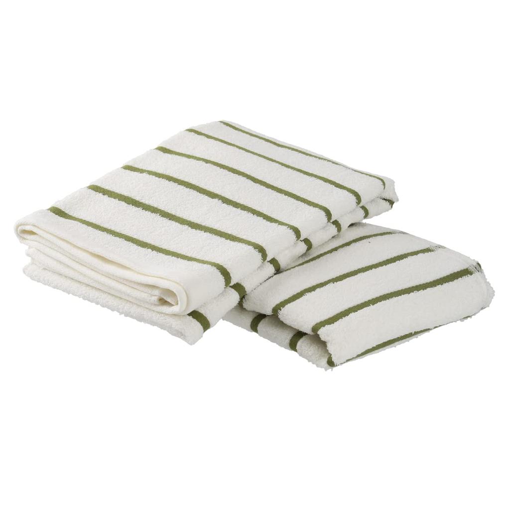 Tsubame Towel, Established In 1912, Made In Senshu, Japan, Thin Bath Towels, Set of 2, Striped, Organic Cotton, Instant Absorbency, Quick Drying, Easy