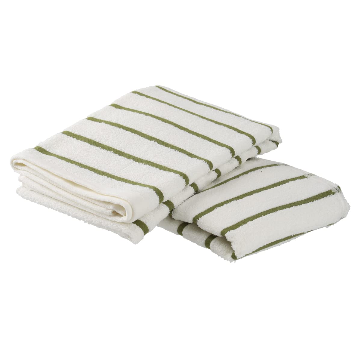 Tsubame Towel, Established in 1912, Made in Senshu, Japan, Thin Bath Towels, Set of 2, Striped, Organic Cotton, Instant Absorbency, Quick Drying, Easy