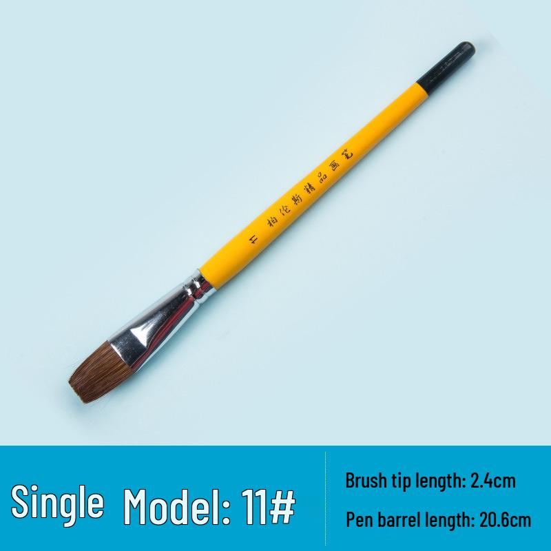 Flat Head Nylon Watercolor & Acrylic Brush Set with Wooden Handle in Brown Pigment Gift Box