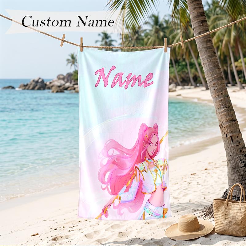 mira Custom Name Printed Beach Towel Personalized Soft Towel For Swimming Beach Travel