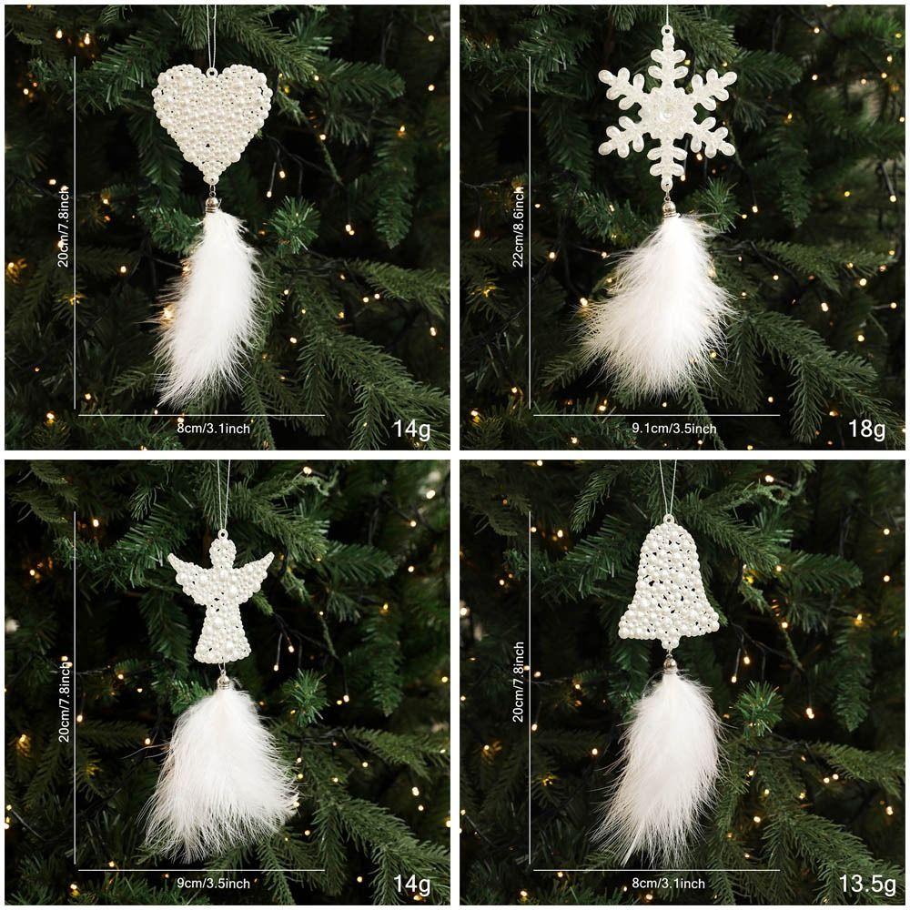 Delicate Plastic Christmas Tree Feather Pendant Snowflake Angel Christmas Hanging Decoration Elk Feather Hanging Ornament Xmas