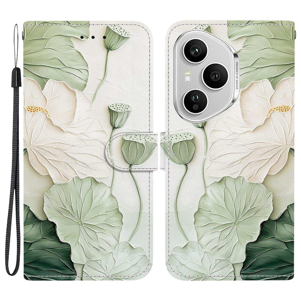 Per Honor 400 Pro 5G (Globale) Custodia Portafoglio Stampa a Motivo Pelle Supporto Copertura Telefono con Cinturino