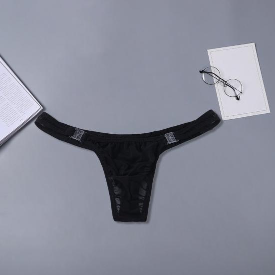 Men Briefs Solid Color Breathable Quick Dry Sweat-absorbent Friendly to Skin Protective Polyester Men Underwear G-strings with Buckle for Men