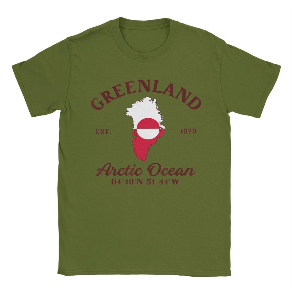 Mens Greenland Map Flag Travel Souvenir Greenlandic Pride Roots T Shirt  Pure Cotton Clothing Short Sleeve O Neck Tees TShirts