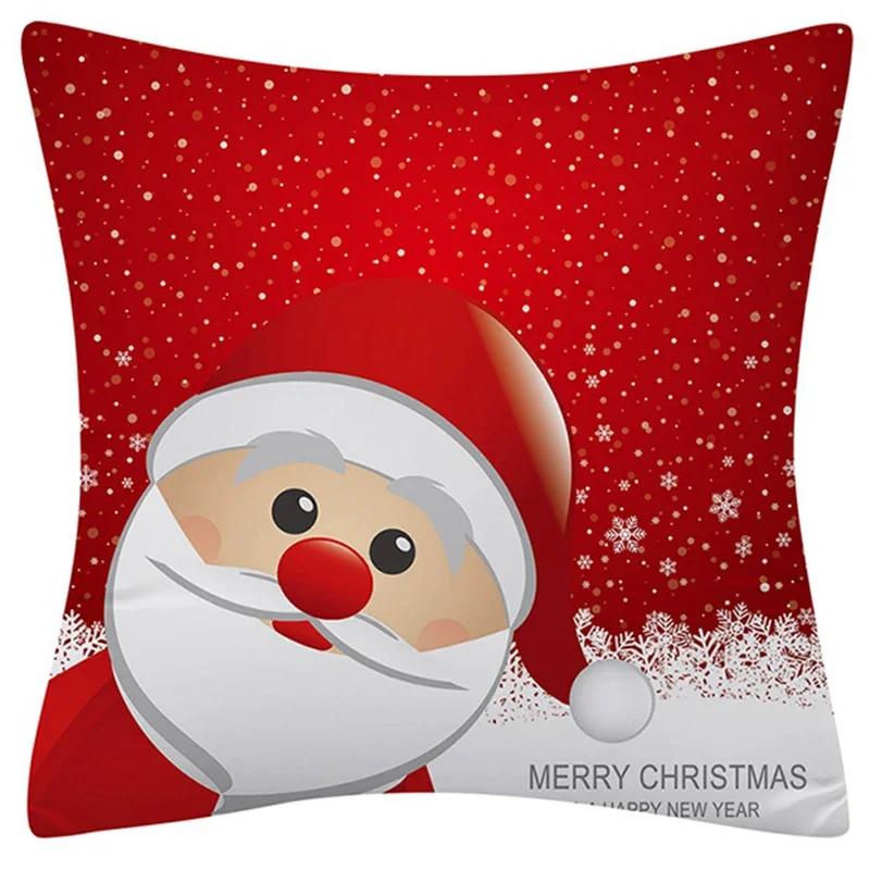 Happy New Year Christmas Decoration Print Pattern Cushion Cover Home Living Room Sofa Square Pillow