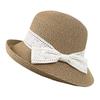 French Elegant Lace Bow Curled Edge Straw Hat Women's Spring and Summer Fashion Sunscreen Sun Hat Seaside Vacation Wind