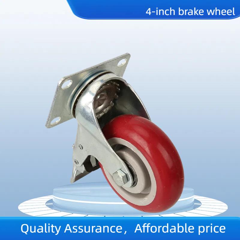 4 Inch Heavy-Duty Universal Caster Wheels - 360° Swivel Silent Brake Ideal for Furniture Wear-Resistant for Platform Trolley