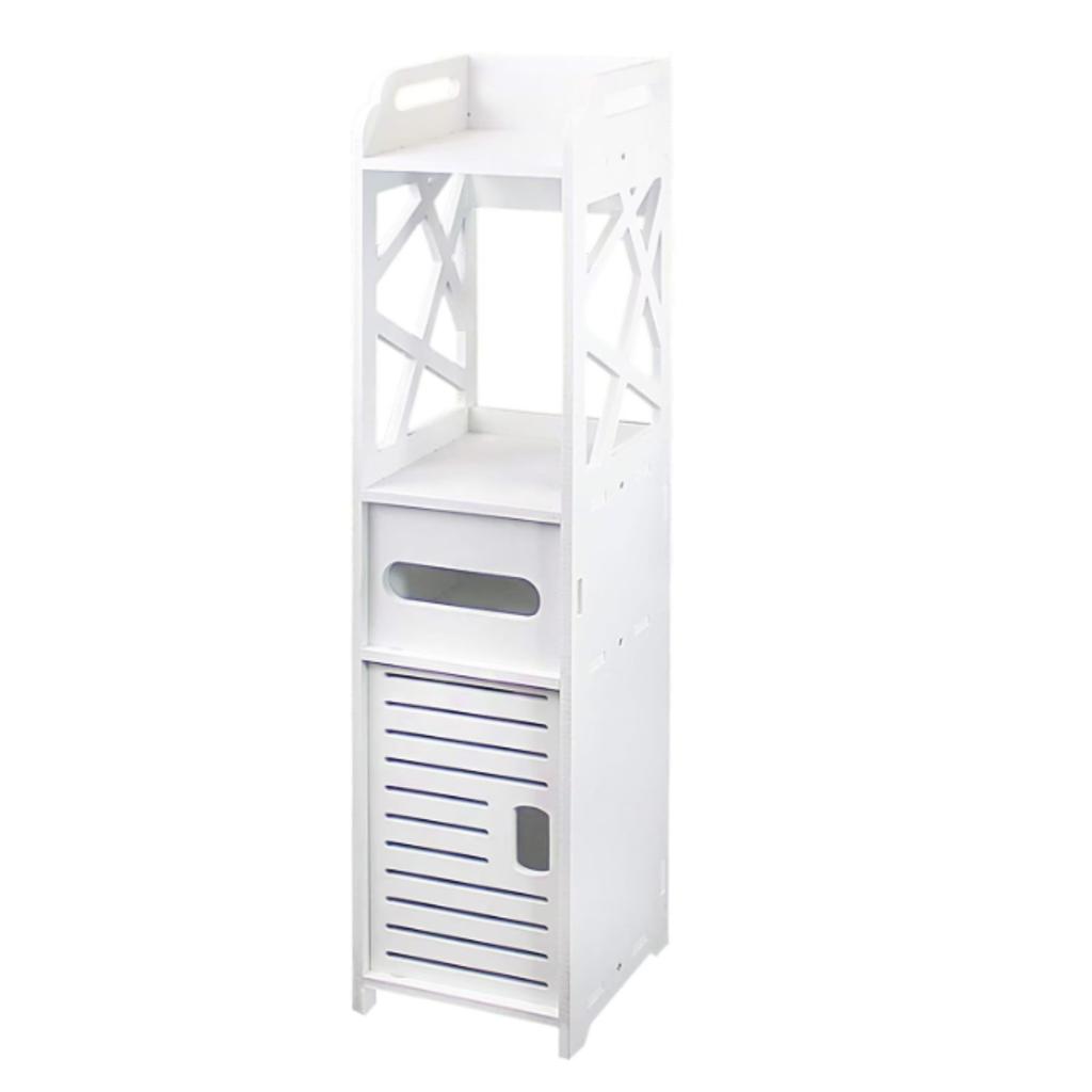 Toilettenpapierregal, durchbrochenes Säulenregal, weißer Badezimmer-Toilettenschrank