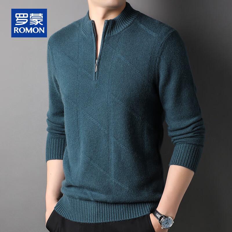 ROMON Men's 100% Cashmere Half-Zip Pullover Sweater