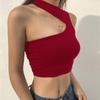 Women's sexy shoulder-cutting irregular short casual sports vest base shirt
