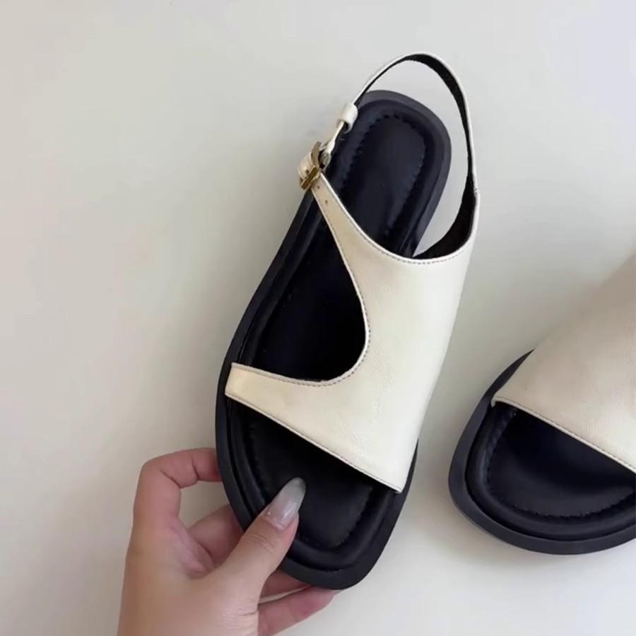 Spot version~ Fashion niche design rear strap sandals women's summer comfortable casual round head open-toed flat sandals