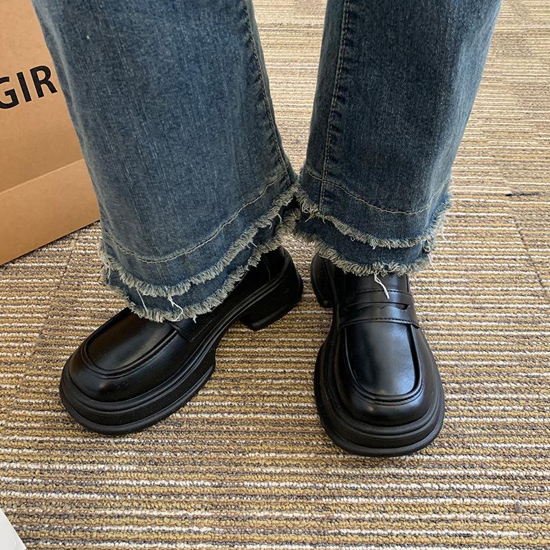 Black British style small leather shoes women's autumn 2025 new Japanese jk versatile thick-soled thick-heeled non-slip loafers