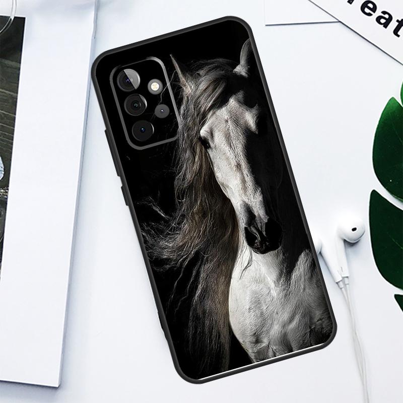Black White Horse For Samsung Galaxy A52 A22 A32 A54 A34 A14 A55 A35 A15 A53 A33 A13 A05 A06 A16 Phone Case