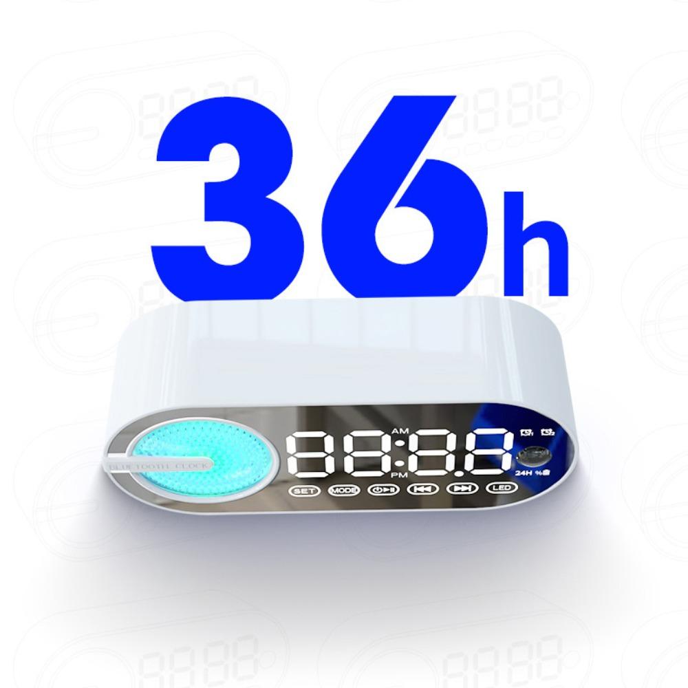 Subwoofer Tichý Digitální Budík Rádio Bezdrátový LED Displej Zrcadlové Hodiny Reproduktor Univerzální