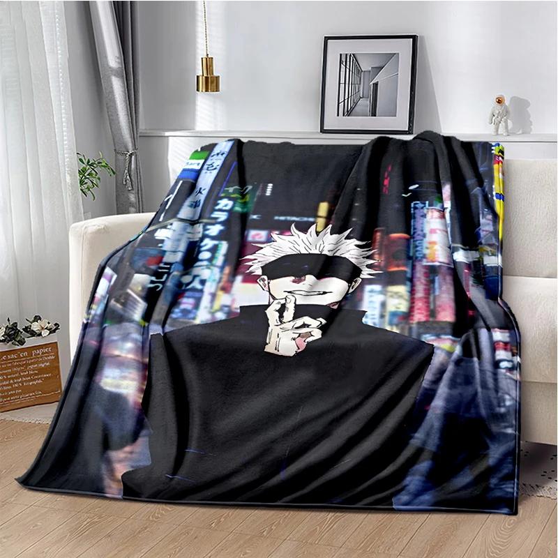 Cartoon Anime Jujutsu Kaisen Throws Blanket Kid Super Soft Blankt for Travel Couch Sofa Picnic Bed Flannel Blanket Birthday Gift