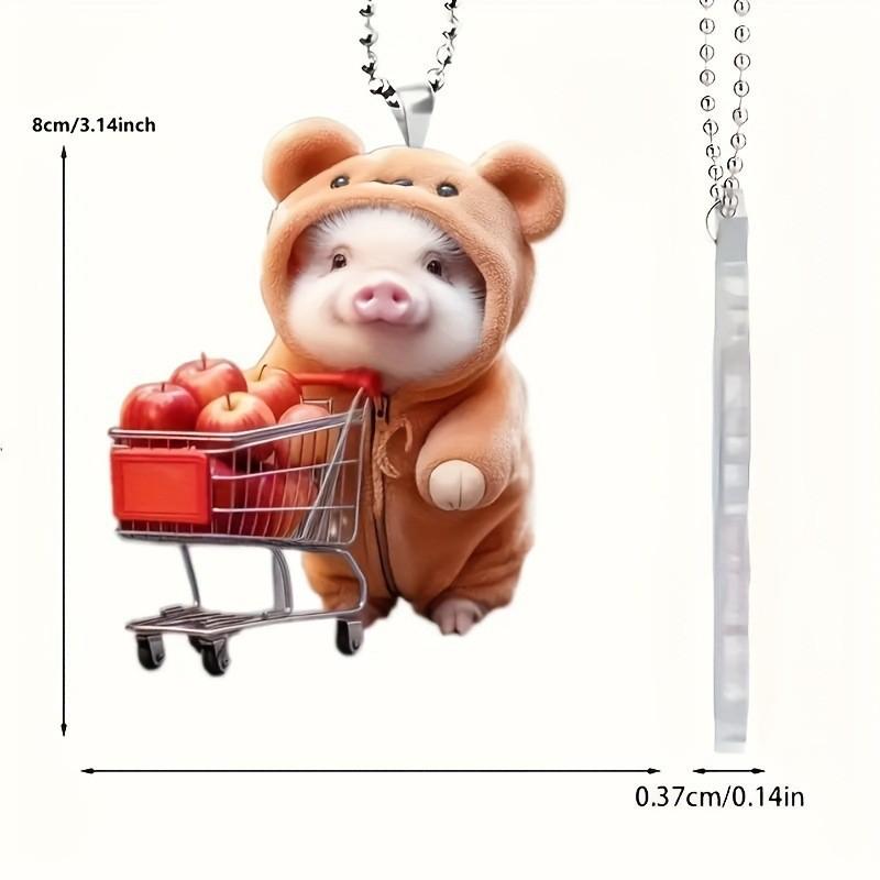

Acrylic Vintage Fun Pig Car Ornament Lovely Car Hook For Stylish Interior Design