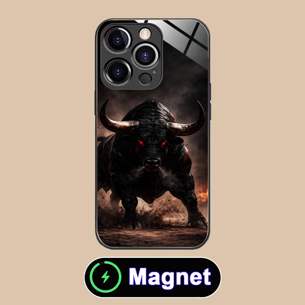 Bull Head Phone Case for iPhone 17 16 15 14 13 12 11 Air Pro Max Plus Mini Glass MagSafe Cover