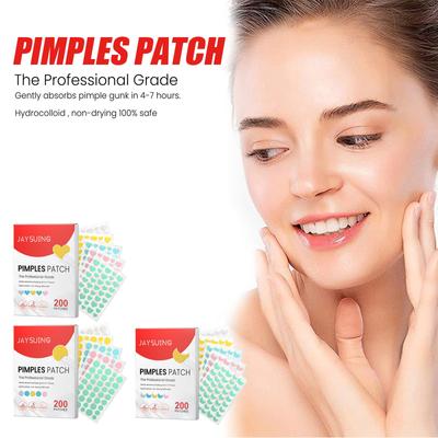 Pimple Patches For Face, Colorful Cute  Zit Covers,Hydrocolloid Acne Patches With Tea Oil, Witch Hazel, Centella Asiatica , Hyaluronic Sour(200 Count)