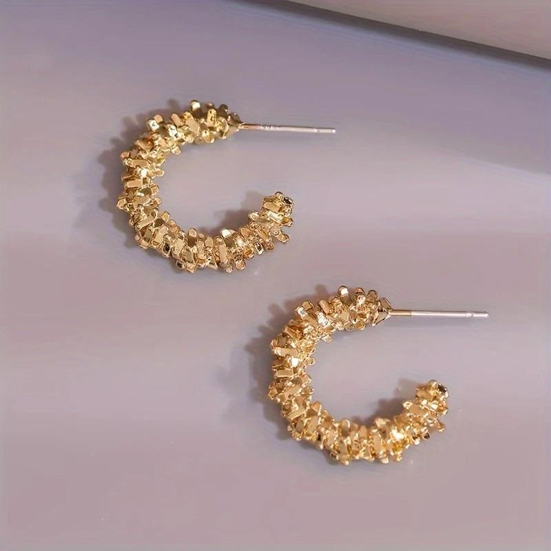 European American Simple Circle Broken Silver Stud Earrings Women French Temperament Niche Light Luxury High-end Versatile Ear Jewelry Gift