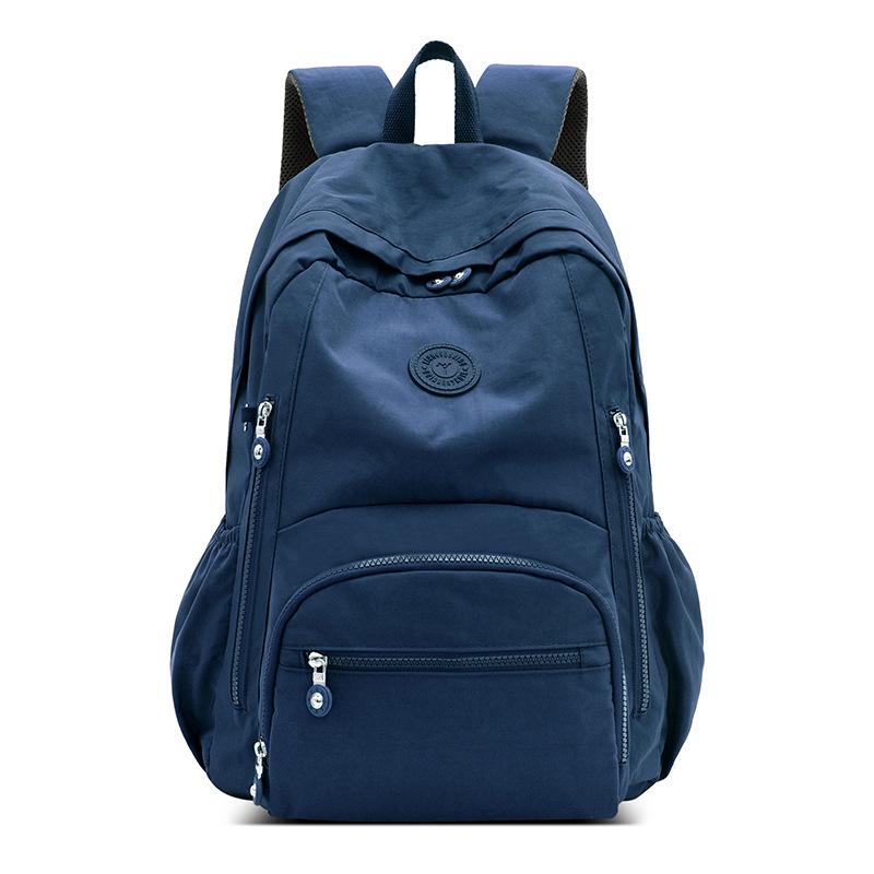 Nylon Backpack Solid Color Student School Baglarge Capacity Women's Travel Bag