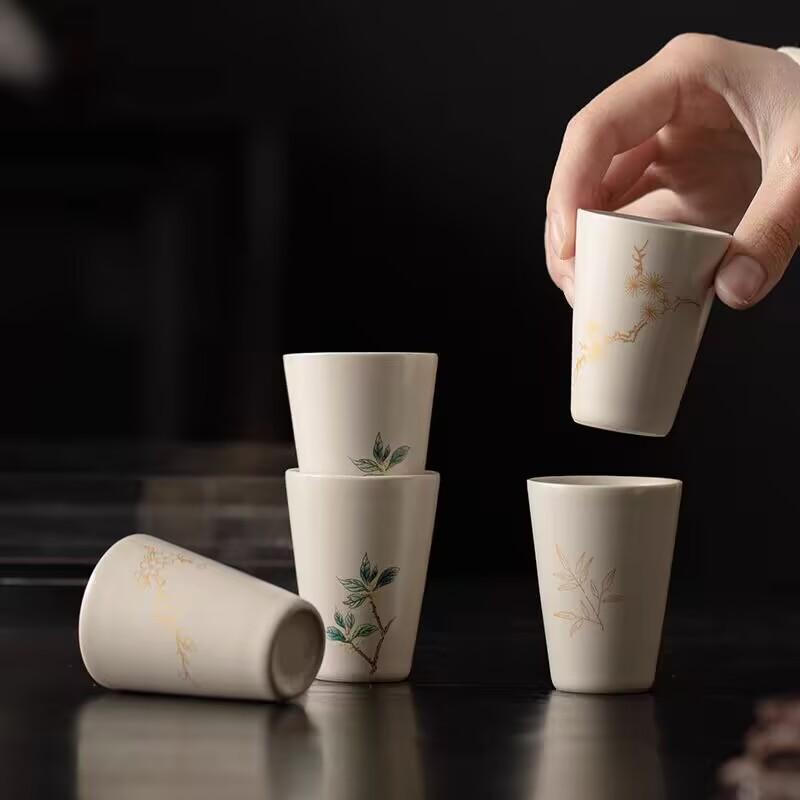 Retro Ceramic Tea Cup Master Cup Single Cup Grass And Wood Ash Glaze Colored Tea Cup Kung Fu Tea Set National Style Fragrant Cup
