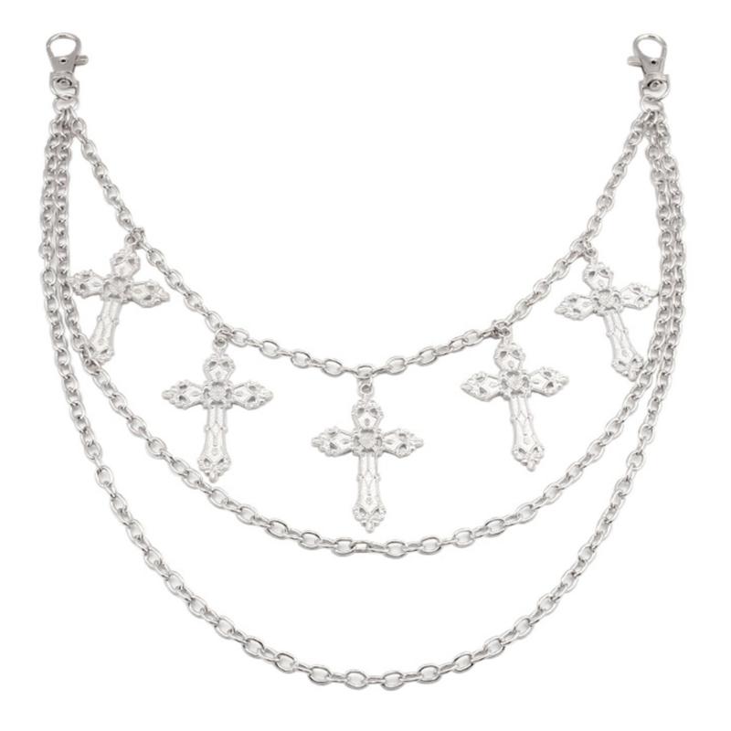 Multi-layer Hip Hop Punk Chain for Jeans Trousers Crosses Pendant Skirt