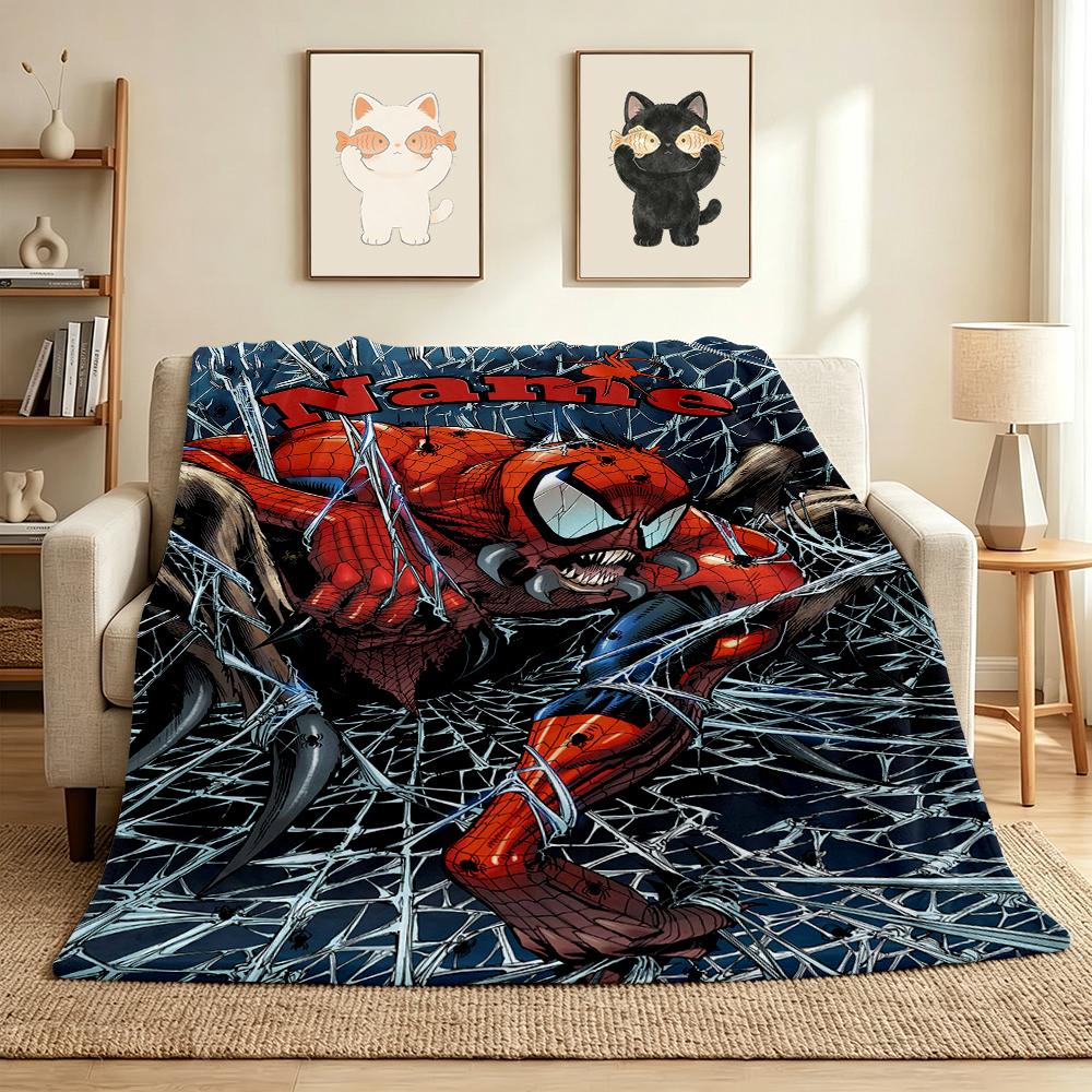 Custom Name Spider-Man Adventures Flannel Blanket Throw Blanket Soft Warm Sofa Bed Decor Unique Gift