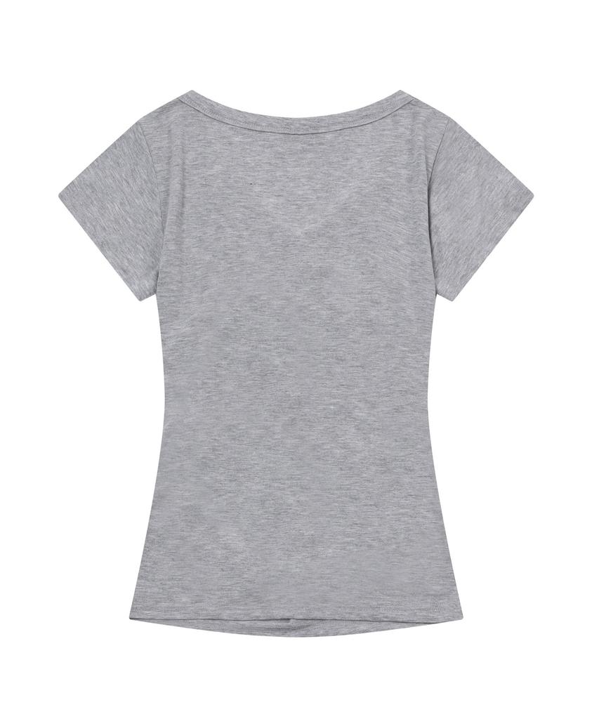 Mucent Yati Side Shirred V-Neck Short Sleeve T-Shirt (4 Colors)