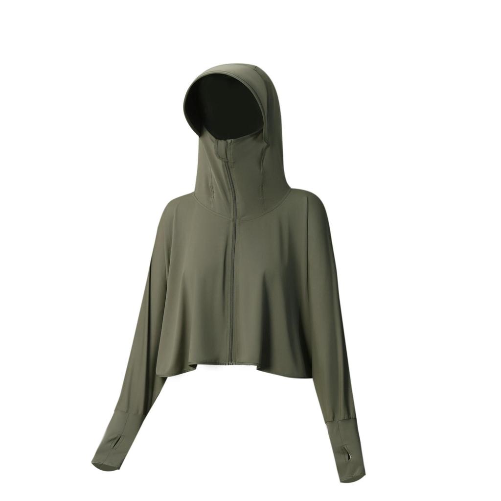 UPF50+ Anti-UV Black Sun Protection Shawl for Women, Breathable Ice Silk, Cooling Loose Fit.