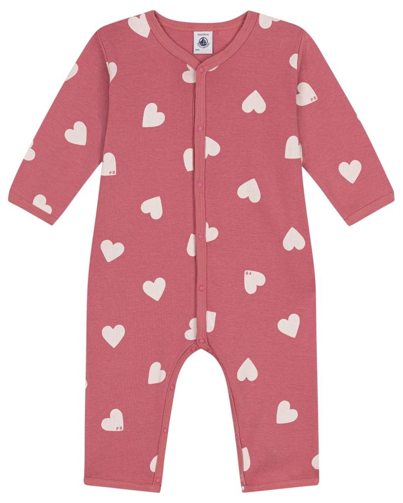 Footless Romper A0B9S 6 months 67cm [Petit Bateau] Pink/Off-White