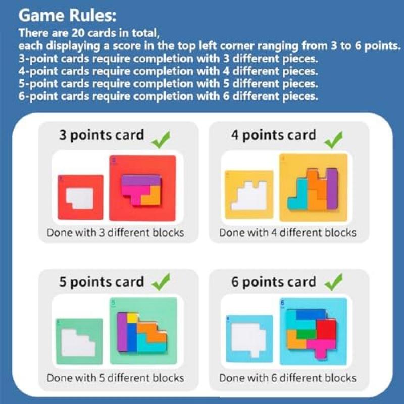 Tetris Duel Game, Wooden Puzzle Tangram, Concentration Games for Kids Ages 4 5 6, Montessori Block Puzzle, Educational Toys
