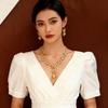 Elegant European Zirconia Plum Blossom Bridal Jewelry Set
