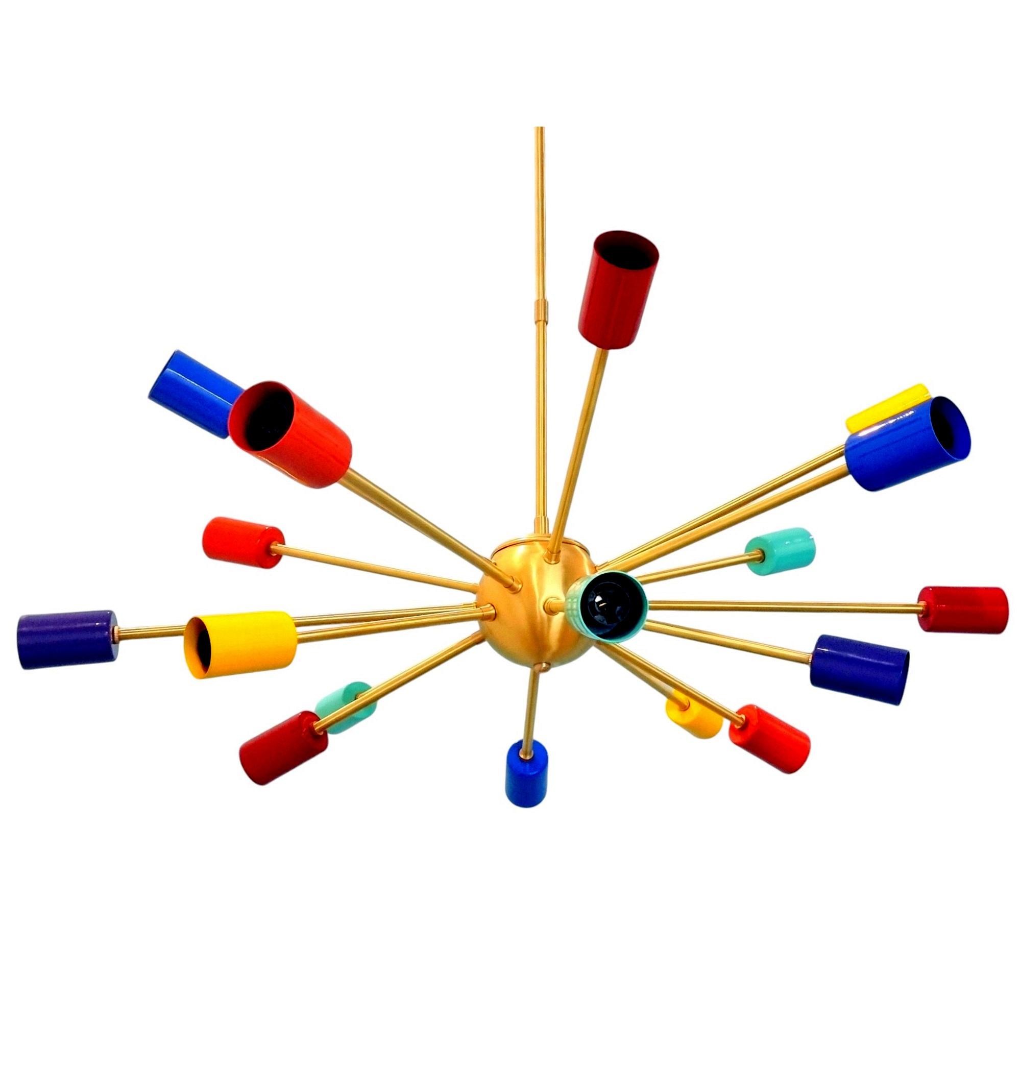 Lampada Sputnik 18 Bracci Coni Multicolore Lampadario Ottone Apparecchio di Illuminazione Premium Luce Pendente dorato