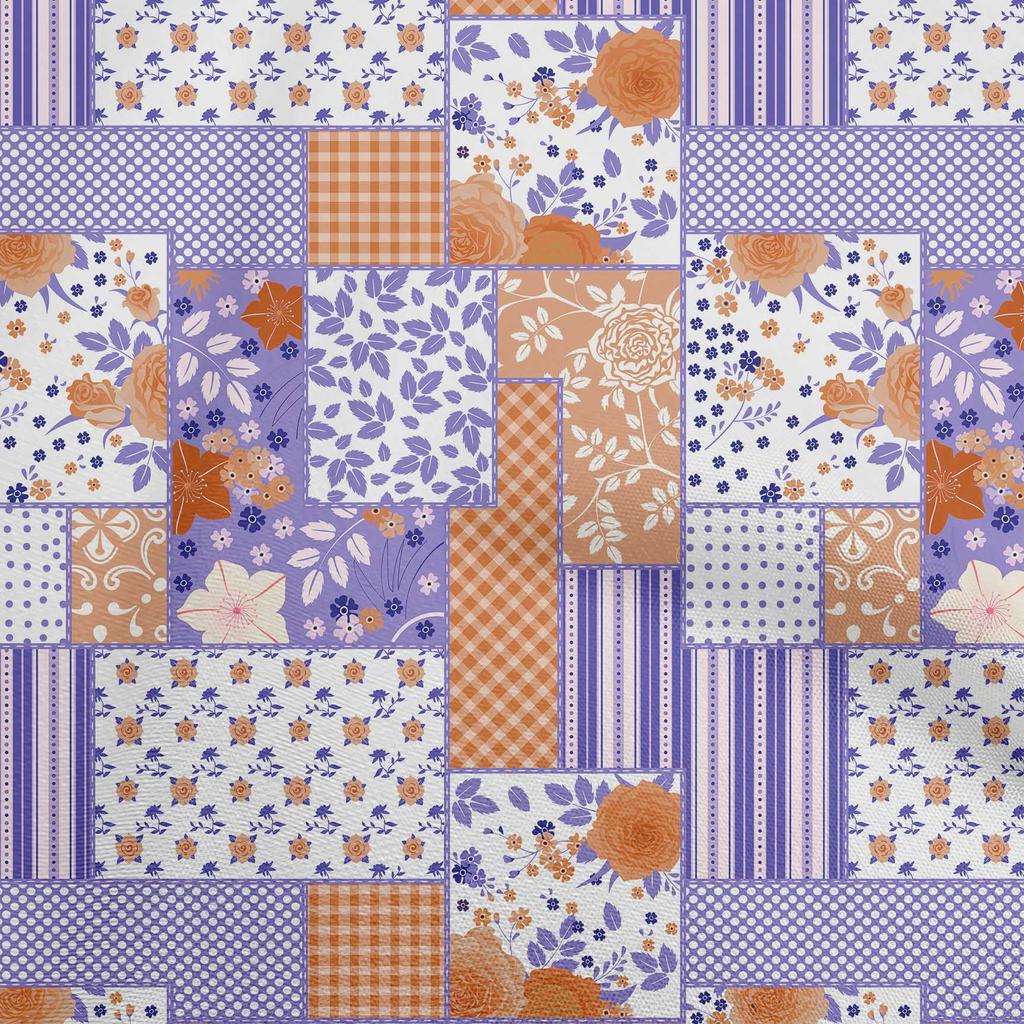 oneOone Cotton Flex Bläulich-Violett-Stoff mit Blumenmuster, Nähstoff Meterware, bedruckt, DIY-Kleidung, Nähzubehör, 101,6 cm