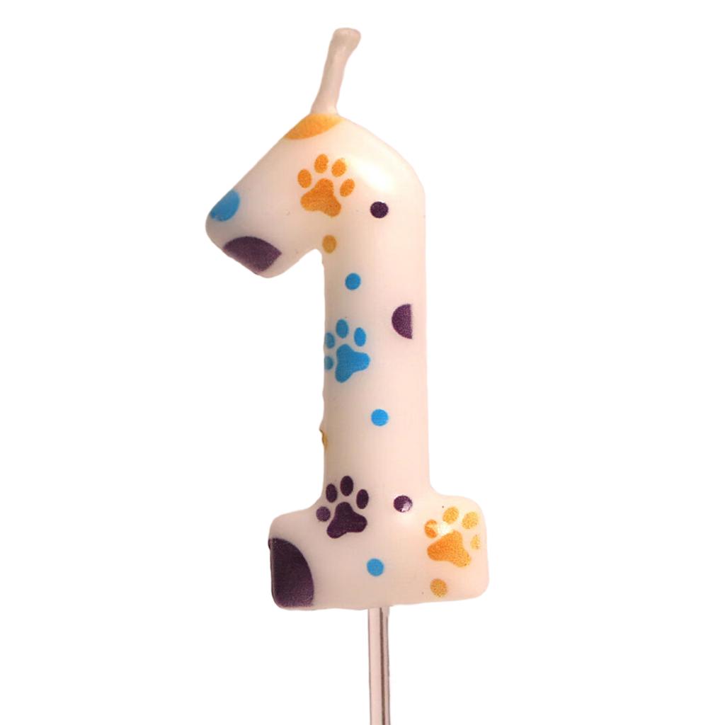 Hund tassavtryck Födelsedagsljus 0-9 Sifferljus Grattis på födelsedagen Babyshower Förnödenheter Dessert Tårta Topp Dekoration Ljus