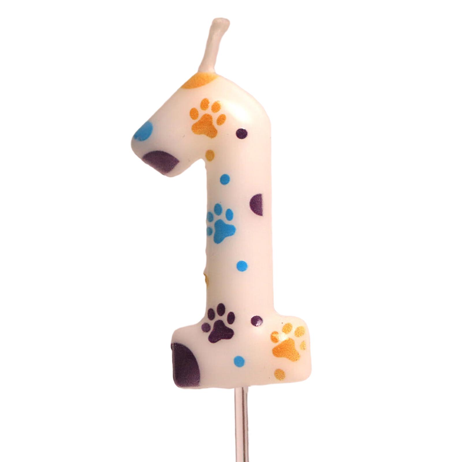 

Свеча на день рождения с отпечатком лапы собаки 0-9 Цифровая свеча С Днем Рождения Принадлежности для детского праздника Декор для торта-десерта Свечи 1