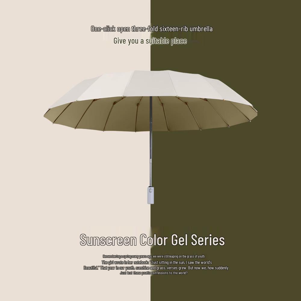 Retro 16-Bone Automatic Sun & Rain Parasol: Cooling, Anti-UV, Folding, Dual-Use Umbrella for Women