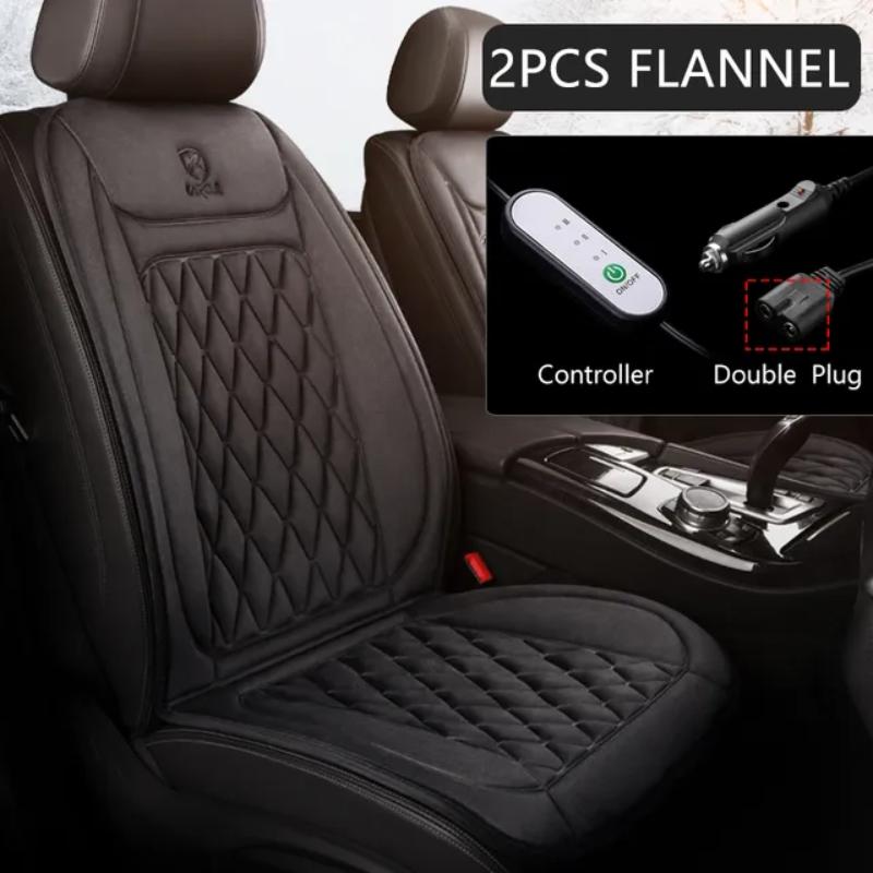 12V Heated Car Seat Cushion (Cloth/Flannel), Car Seat Warmer for Winter, Heating Pad Set Universal Accessory