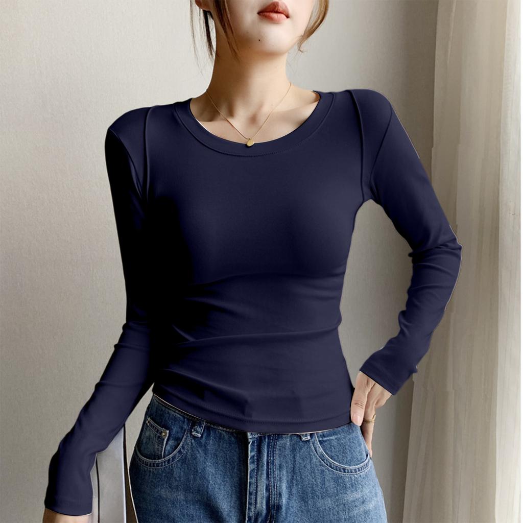 Women's Fashionable And Casual Solid Color Long Sleeve Base Layer Top