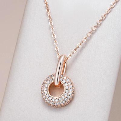 Goldener Bagel Vollständig mit Zirkonia besetzt Damen Anhänger Halskette Passend für Party Alltag Blingling Accessoires Mädchen Kostümschmuck