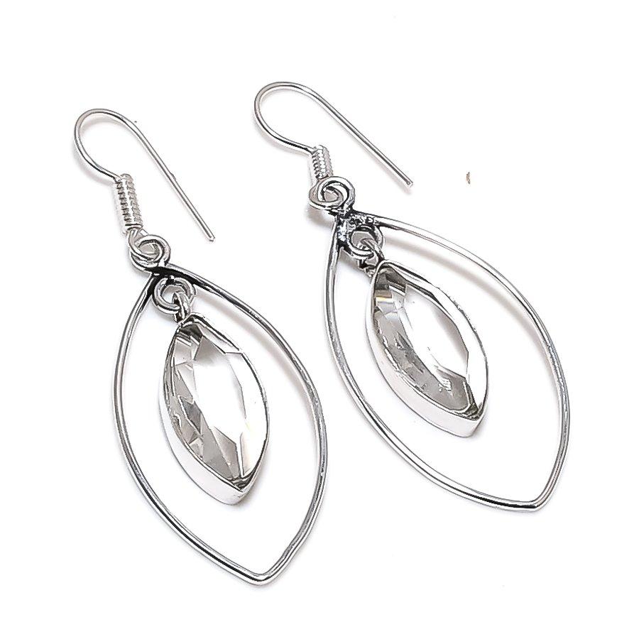 

Natural White Topaz Gemstone 925 Sterling Silver Jewelry Earring 2.13 r8A65