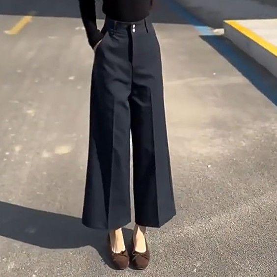 2026 Summer Korean Style High-Waist Slim Wide-Leg Suit Pants for Women M (95-105 jin)