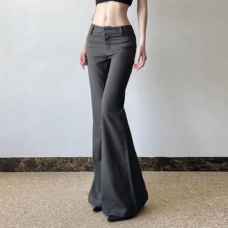 Casual Basic Solid Straight-leg Suit Pants Office Elegant Slim-fit Low-waist Wide-leg Pants