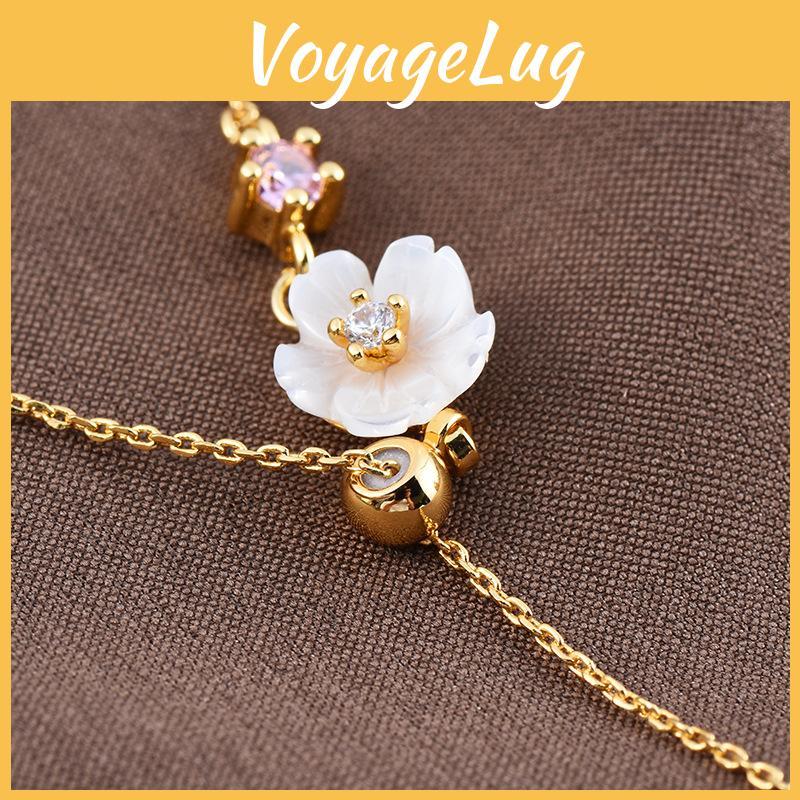 Atemberragende, verstellbare Halskette aus Titanstahl mit Perlenblumen, inspiriert von der Natur, für Geschenke