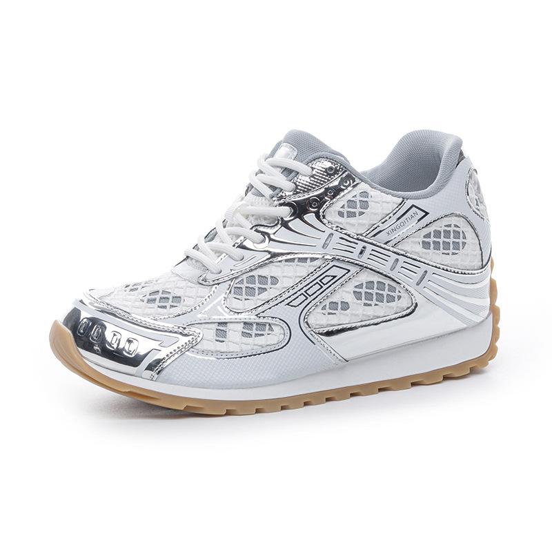 Inner heightening women's shoes new casual rubber non-slip mesh breathable sports shoes tide