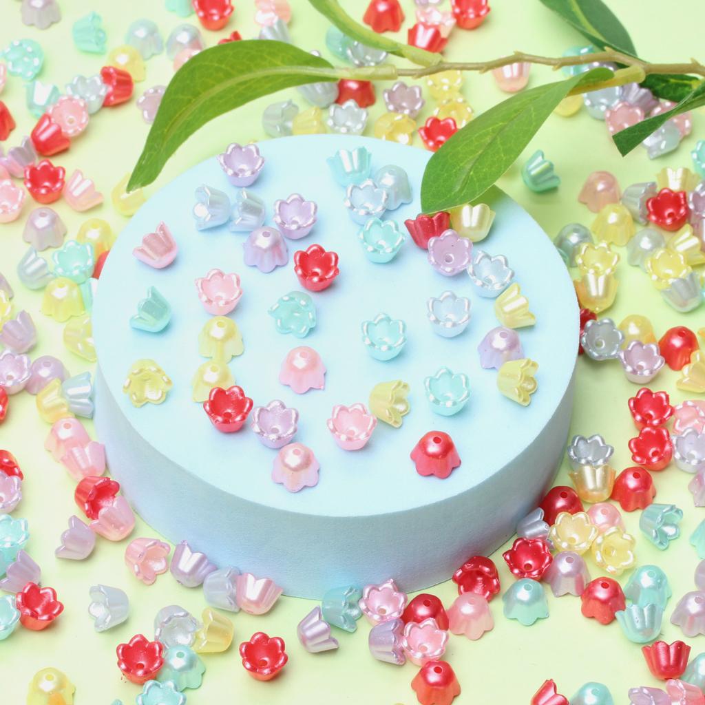 40 sztuk 9*6,7mm Akrylowe Konwalie Luźne Koraliki Pojemnik Moda DIY Ręcznie Robiony Materiał do Tworzenia Biżuterii