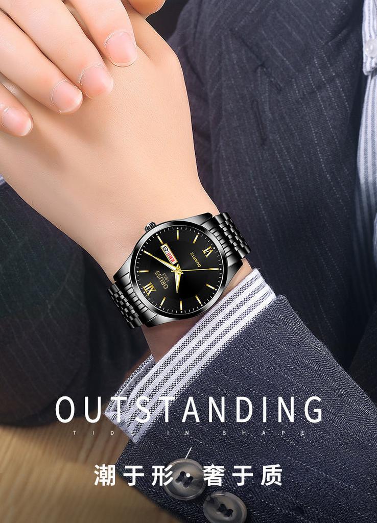 Waterproof Luminous Watch Men'S Double Calendar Automatic Movement Watch Men'S Watch Fashion Steel Belt Watch Men'S