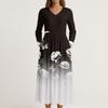 Dress For Women Long Boho Beach Dress Elegant Maxi Dress V-Neck Long Sleeve Dress With Pockets