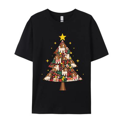 ShihTzu Christmas Tree Tshirt Dog Lover Mom Dog Tshirt 100 Cotton Comfortable ONeck Tops EU Size Anime Tshirt